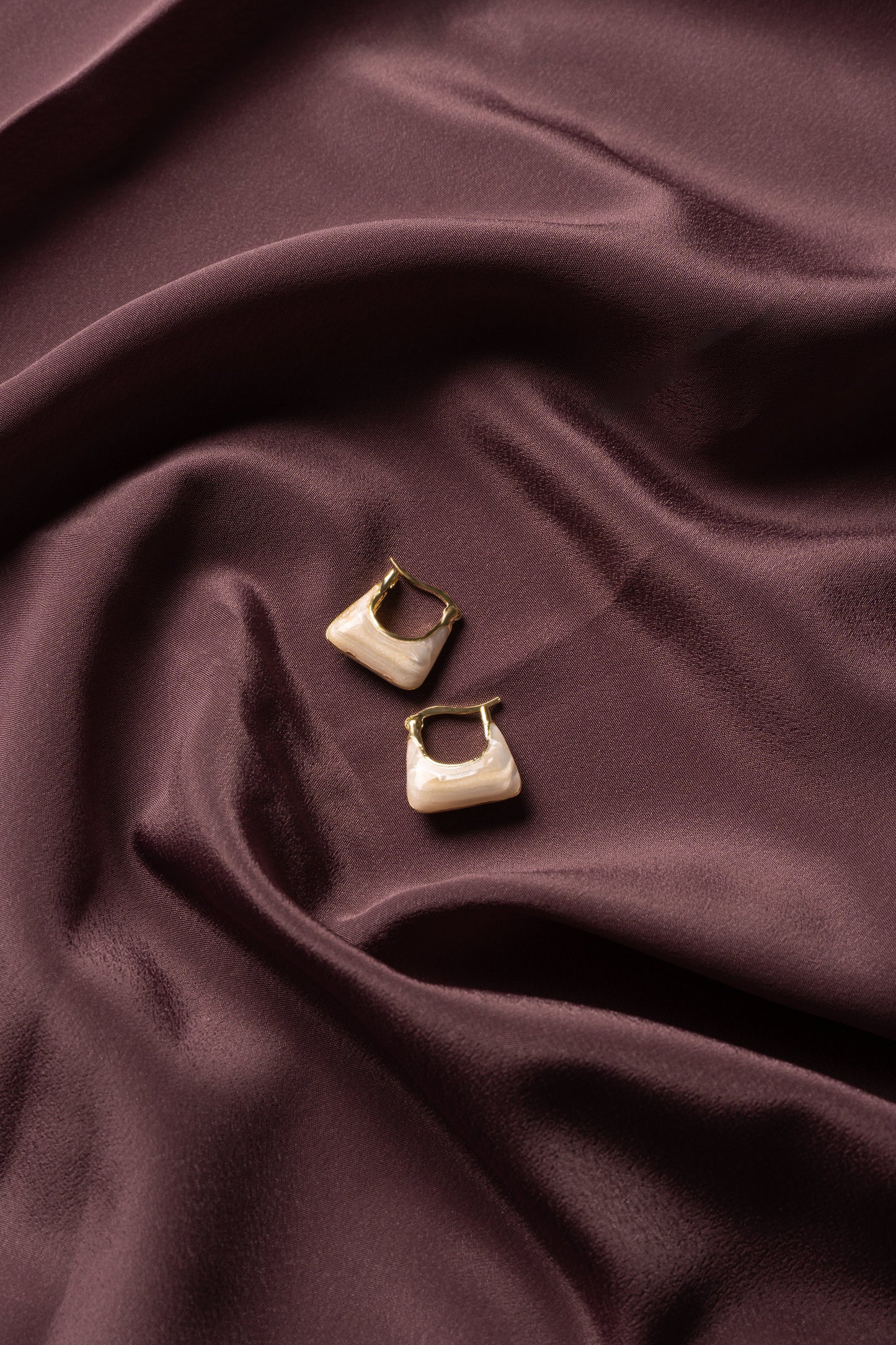 Ivory Swirl Geometric Hoop Earrings