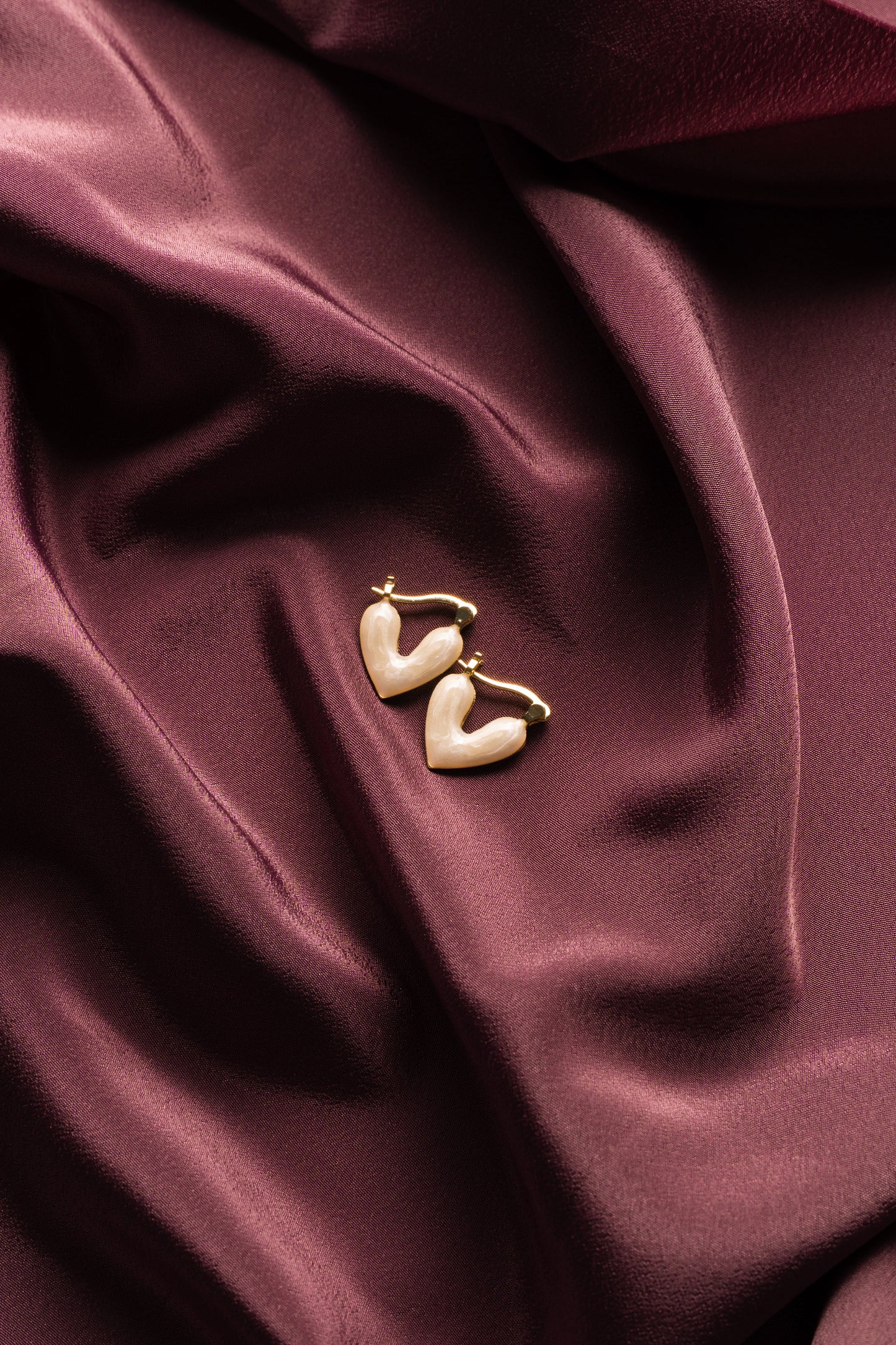 Sweetheart Ivory Heart Hoop Earrings