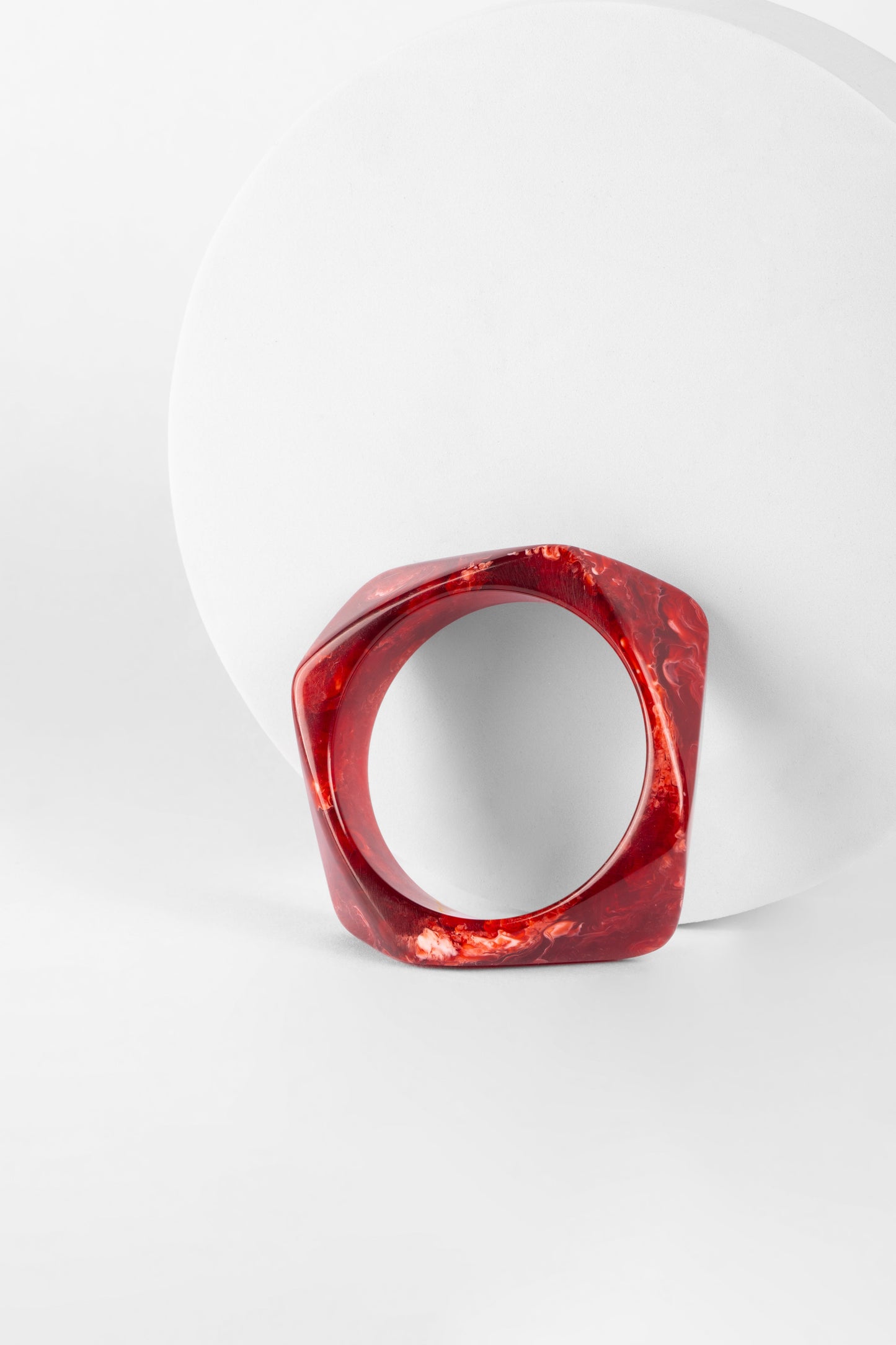 Scarlet Marble Geometric Bangle