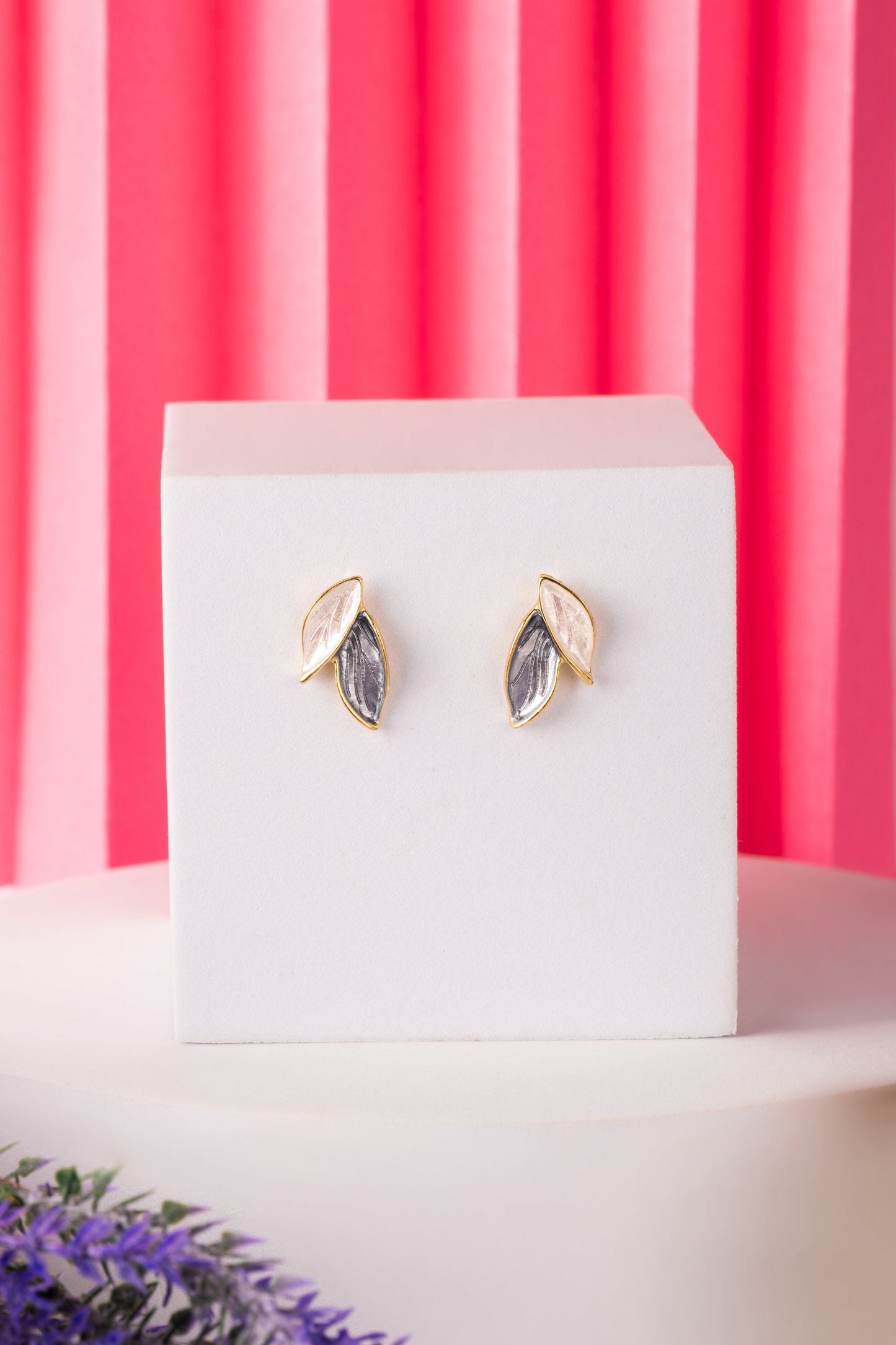 "Twilight Bloom" Dual-Tone Leaf Studs