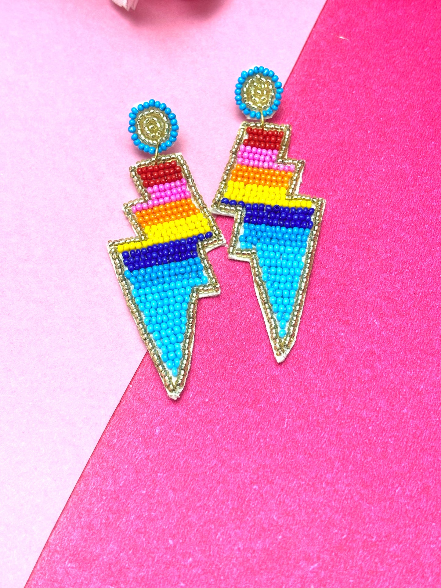 Rainbow Bolt Statement Earrings