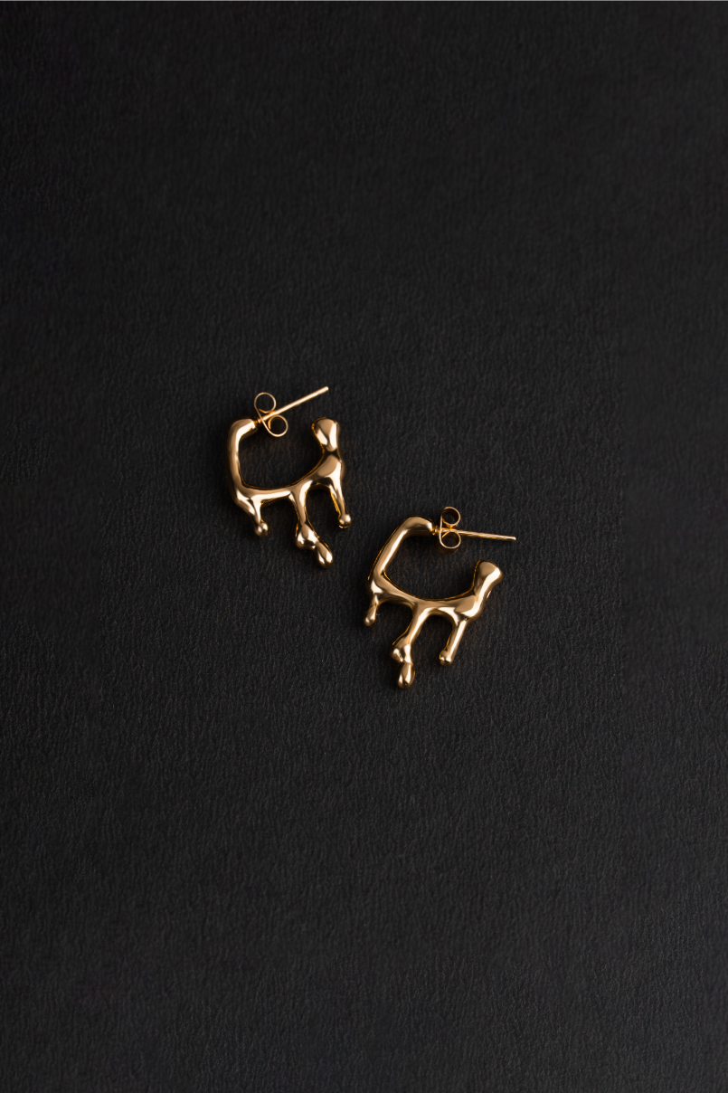 Liquid Gold Molten Drip Hoop Earrings