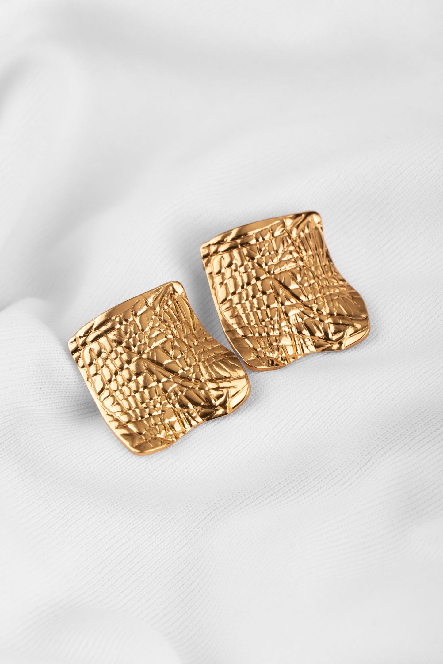 Artisan Hammered Gold Textured Studs