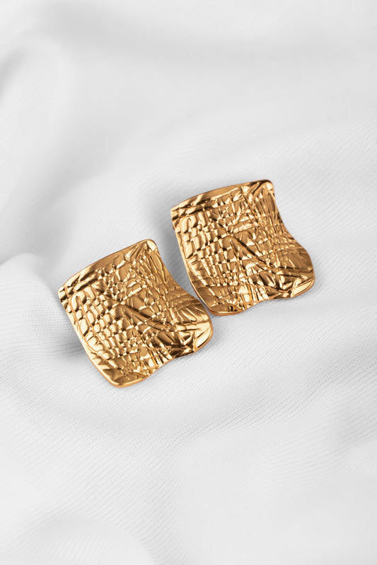 Artisan Hammered Gold Textured Studs