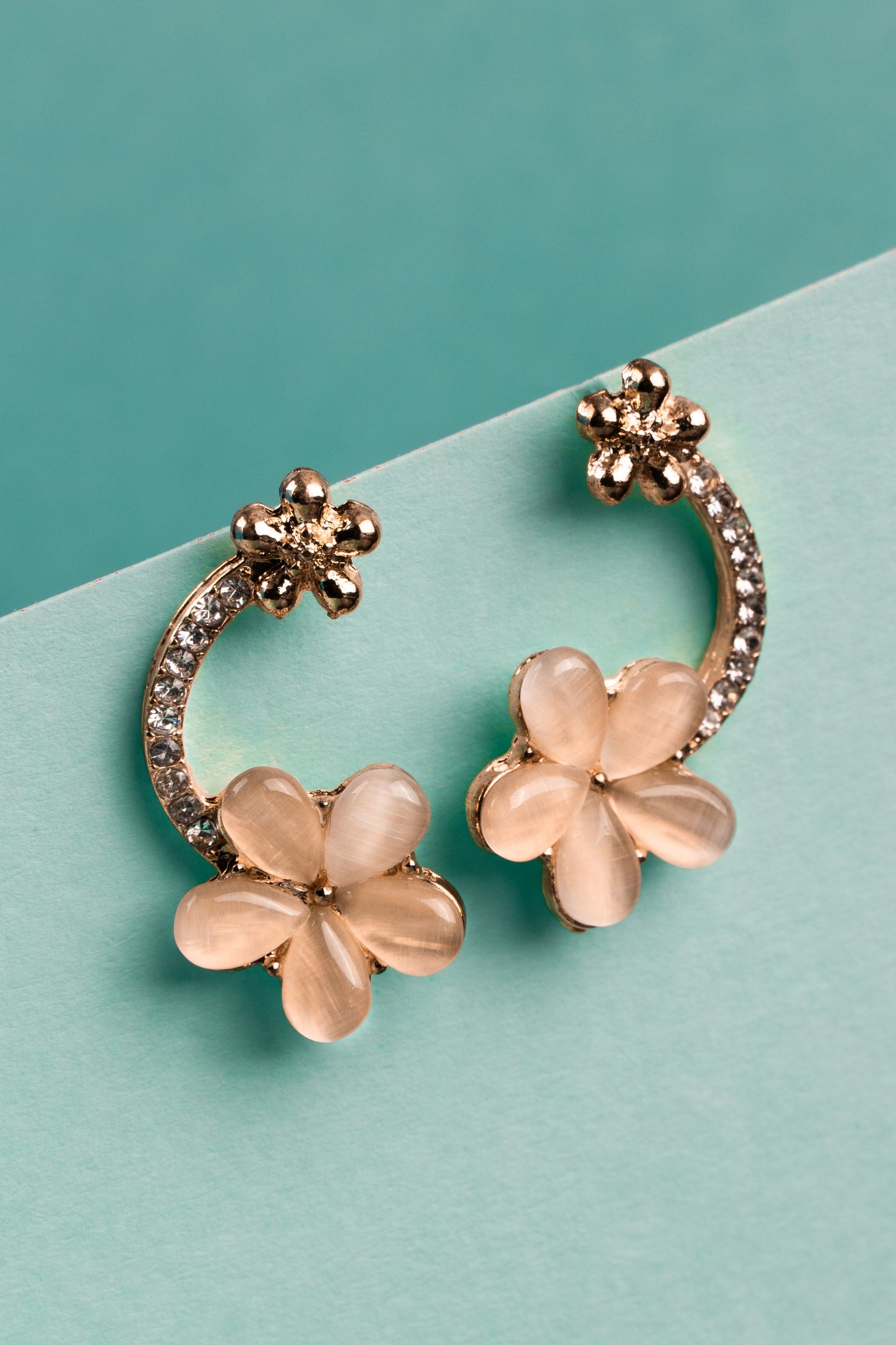 Enchanted Blossom Crystal Hoop Earrings