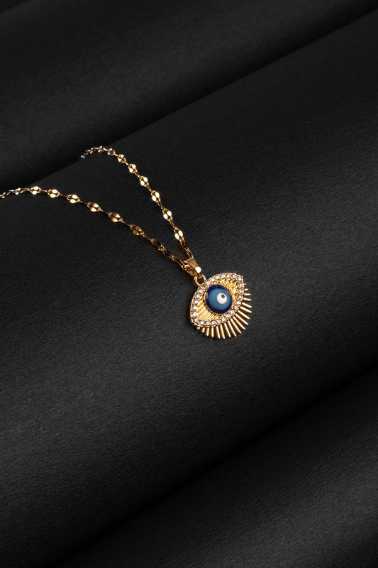 Sparkling Sunburst Evil Eye Necklace