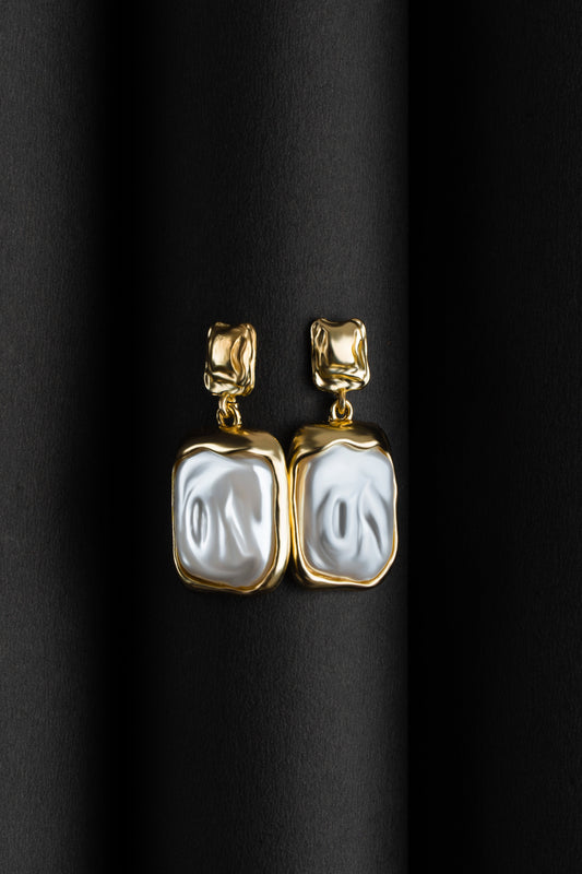 Luminous Square Baroque Pearl Earrings