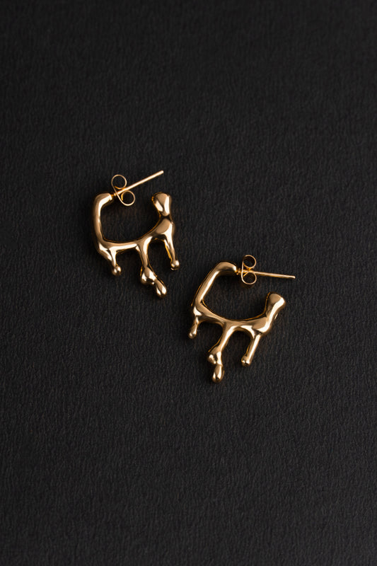 Liquid Gold Molten Drip Hoop Earrings