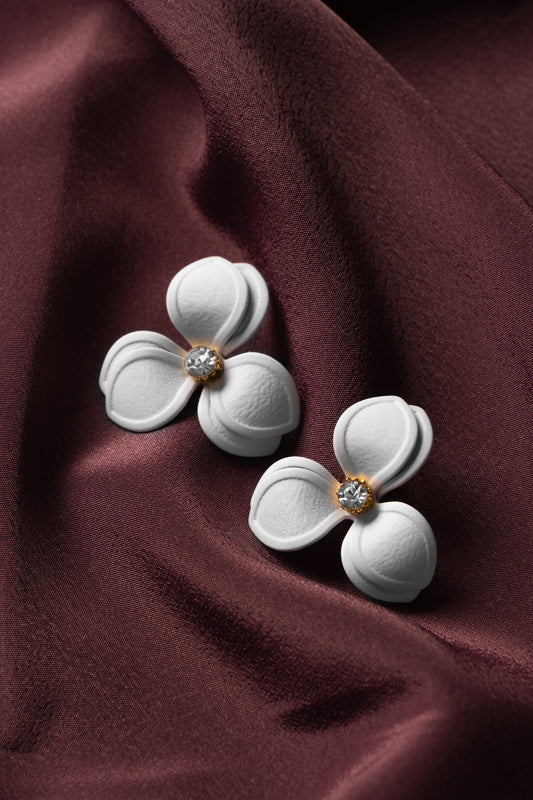 Ivory Bloom Crystal Stud Earrings