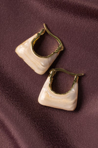 Ivory Swirl Geometric Hoop Earrings