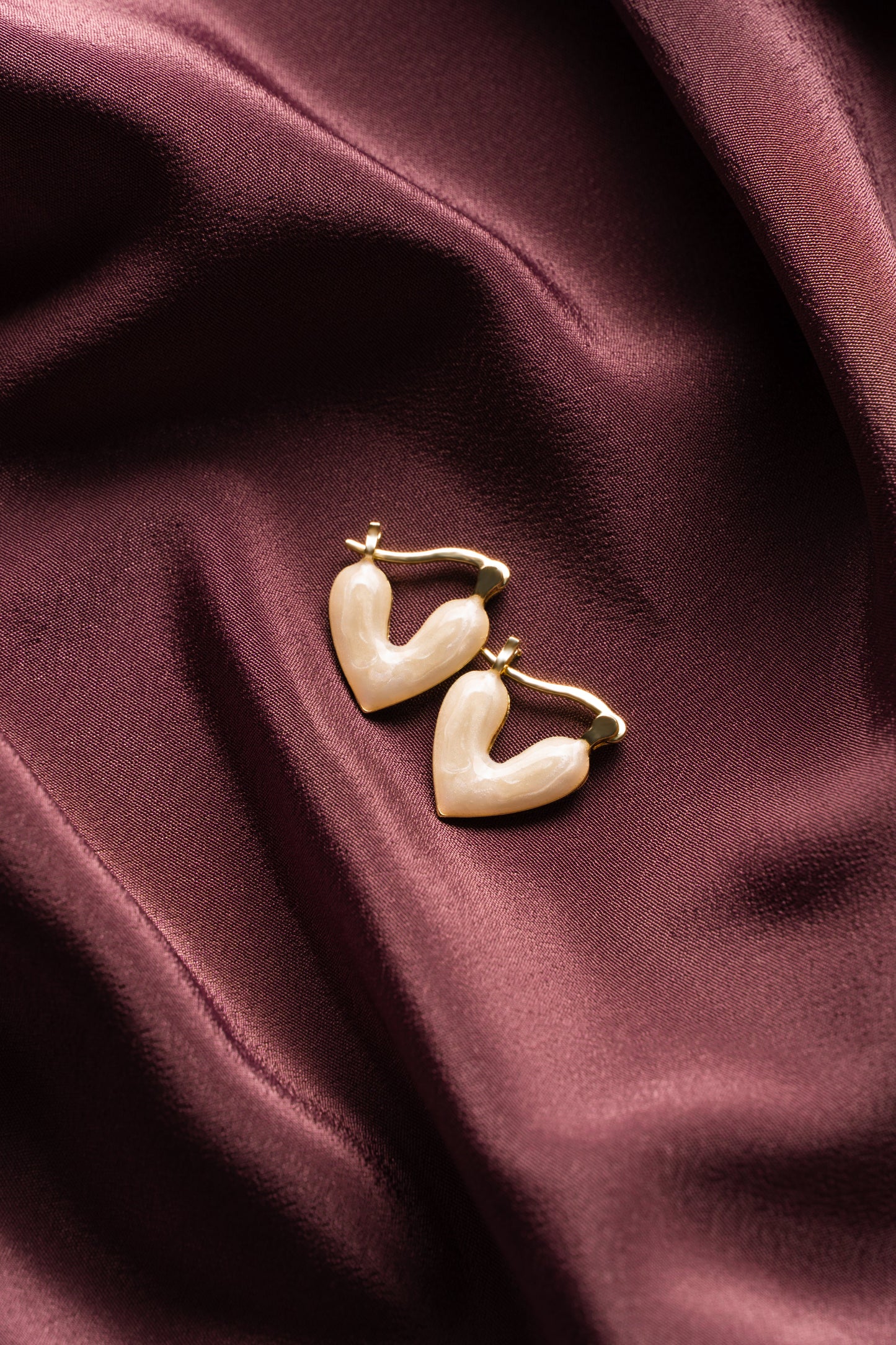 Sweetheart Ivory Heart Hoop Earrings