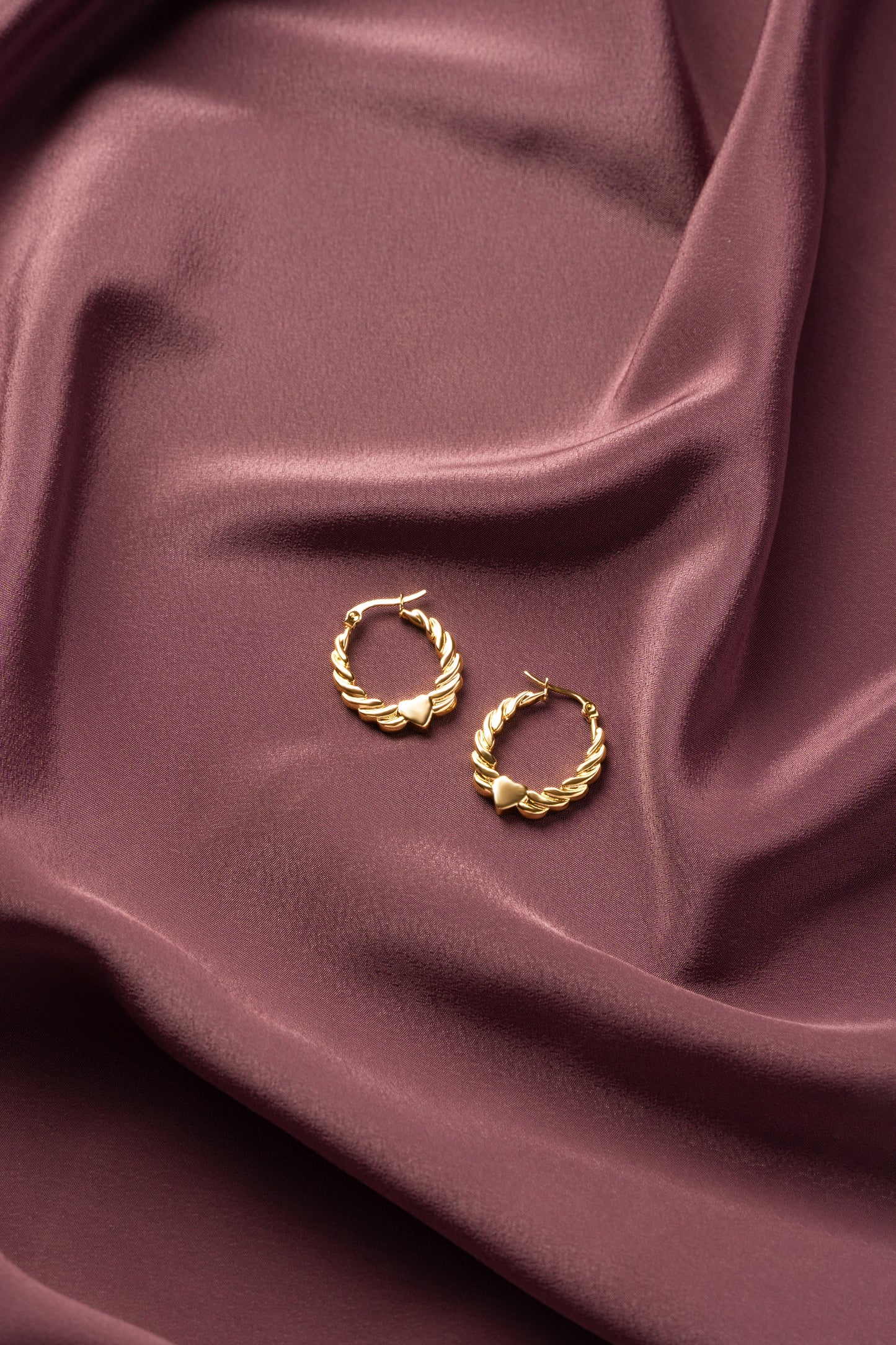 Charming Twisted Heart Hoop Earrings