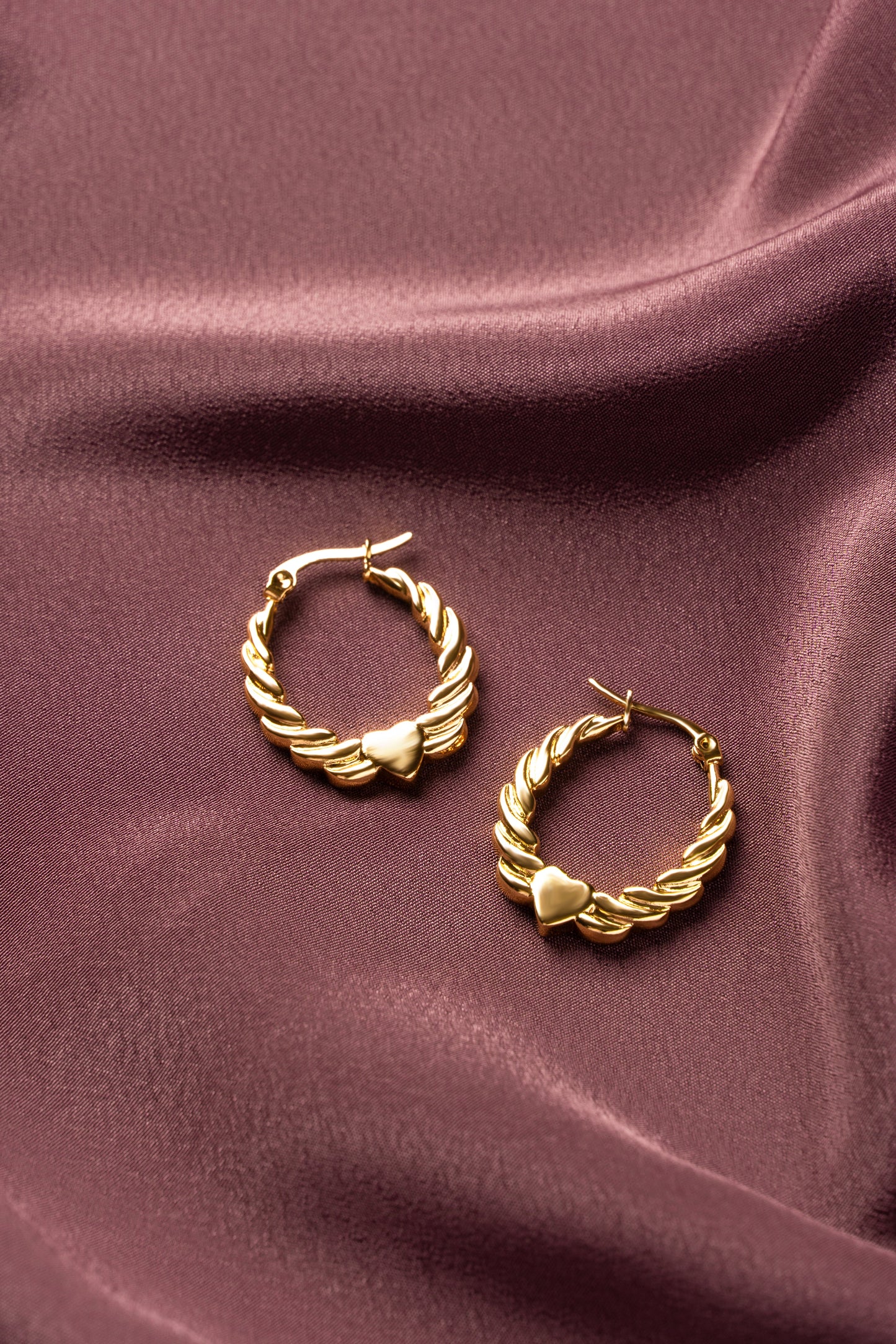 Charming Twisted Heart Hoop Earrings