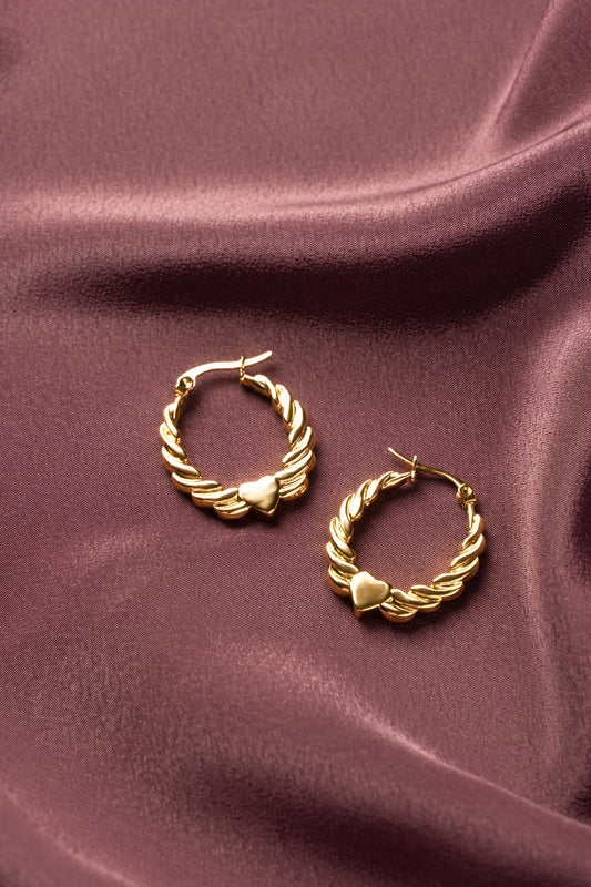 Charming Twisted Heart Hoop Earrings