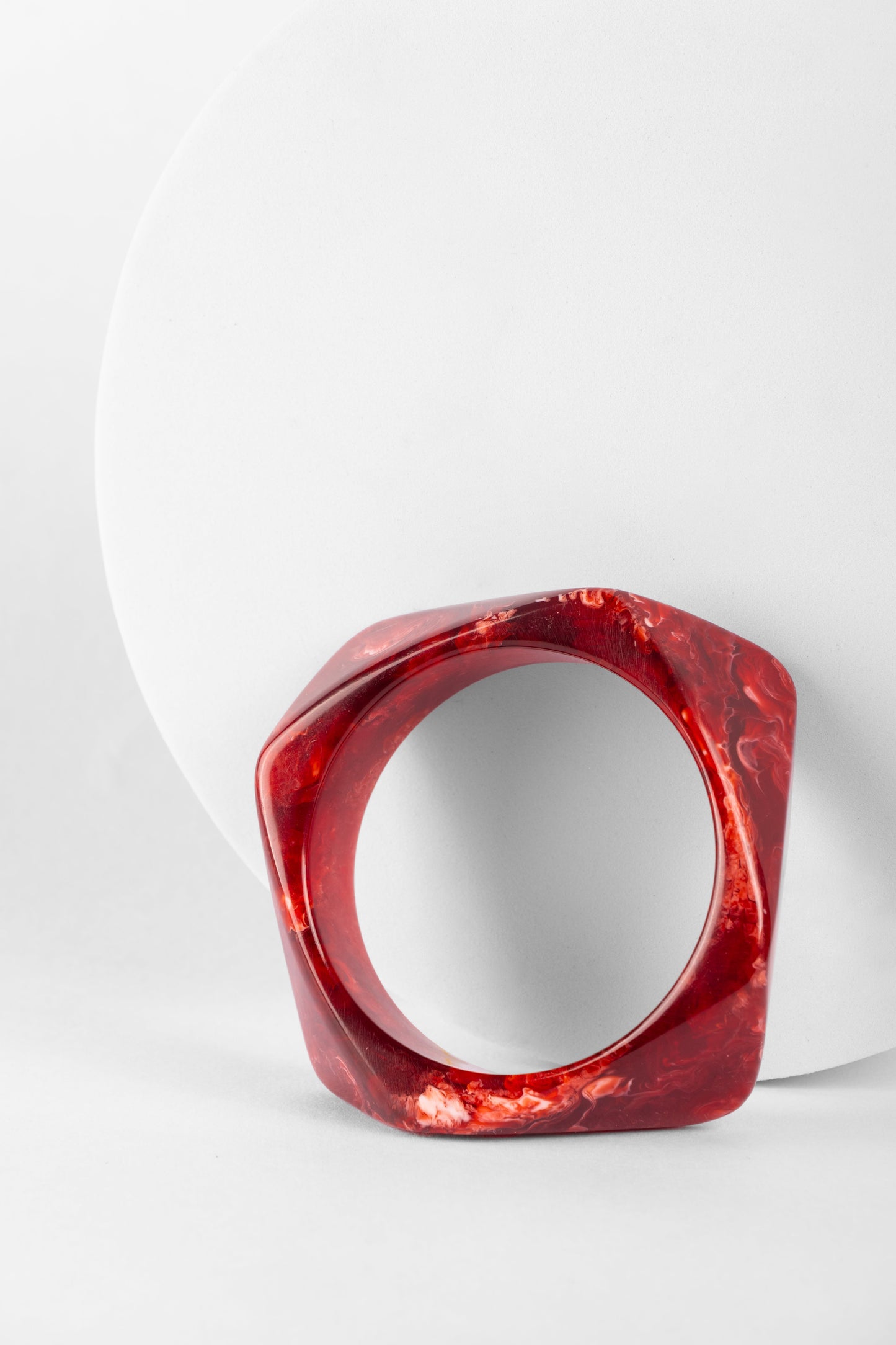 Scarlet Marble Geometric Bangle