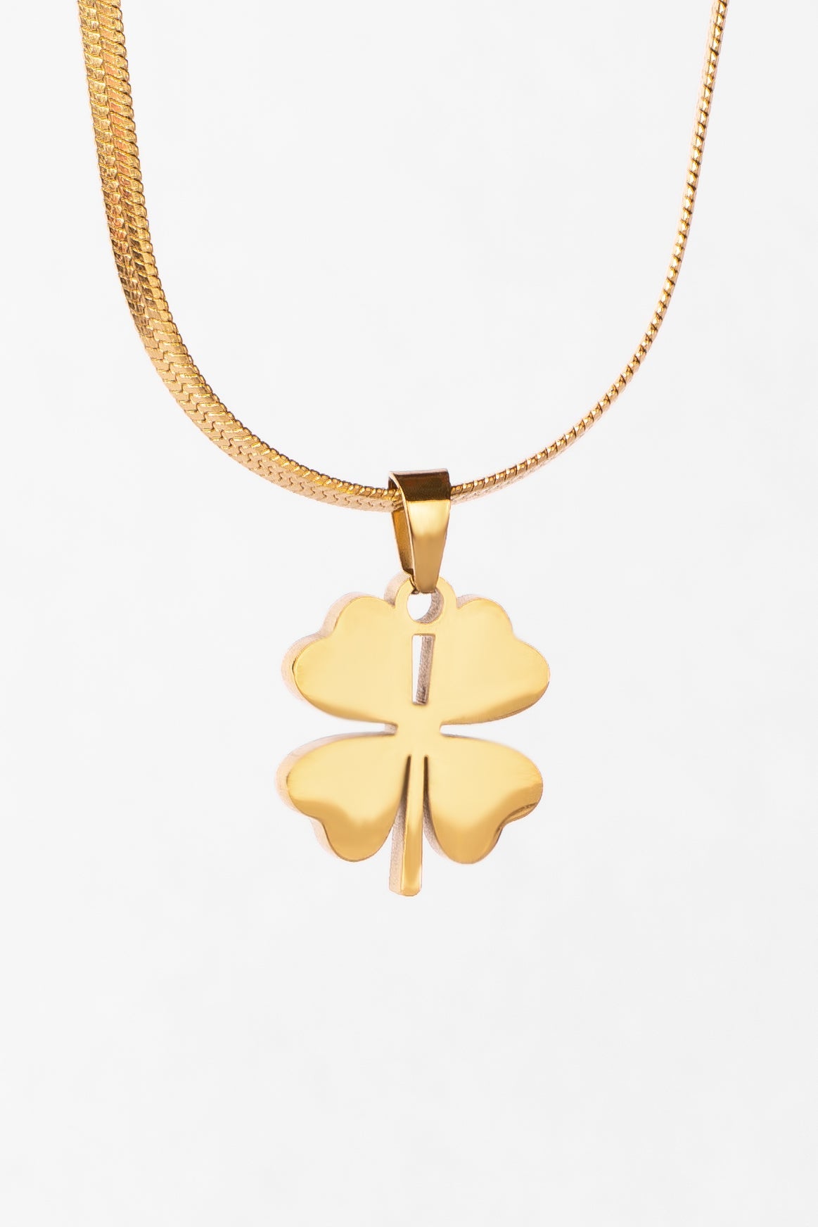Modern Lucky Clover Herringbone Necklace