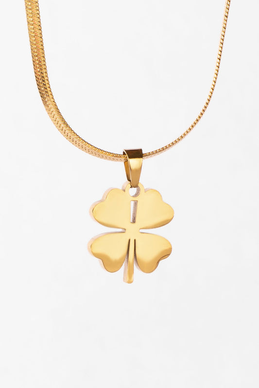 Modern Lucky Clover Herringbone Necklace