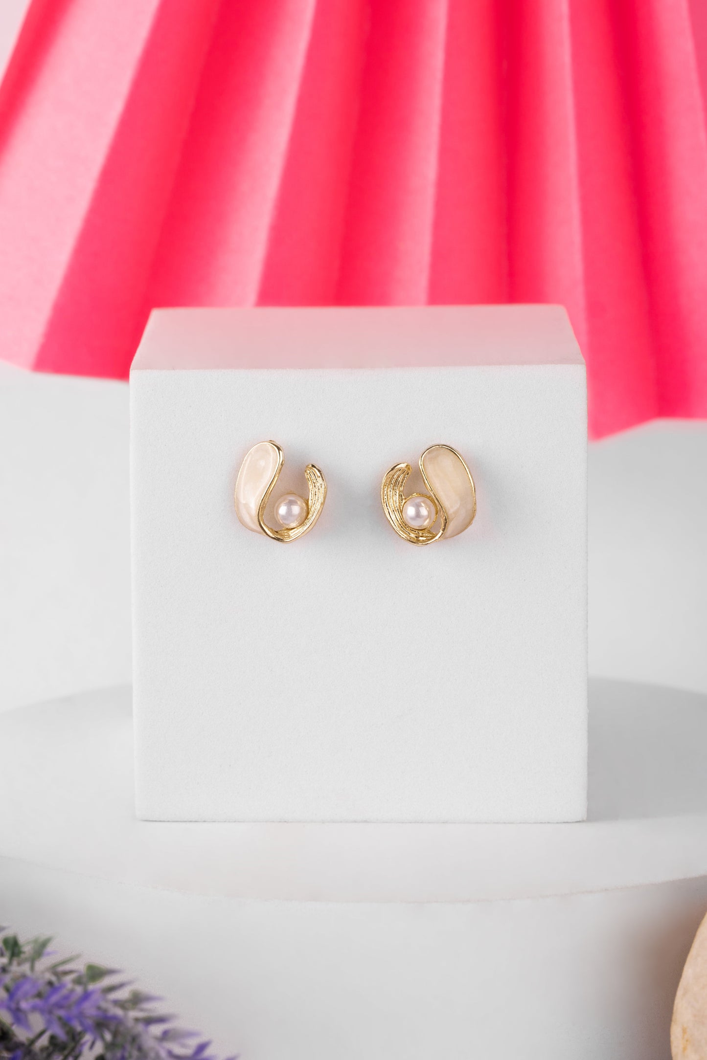 Ivory Embrace Textured Pearl Studs