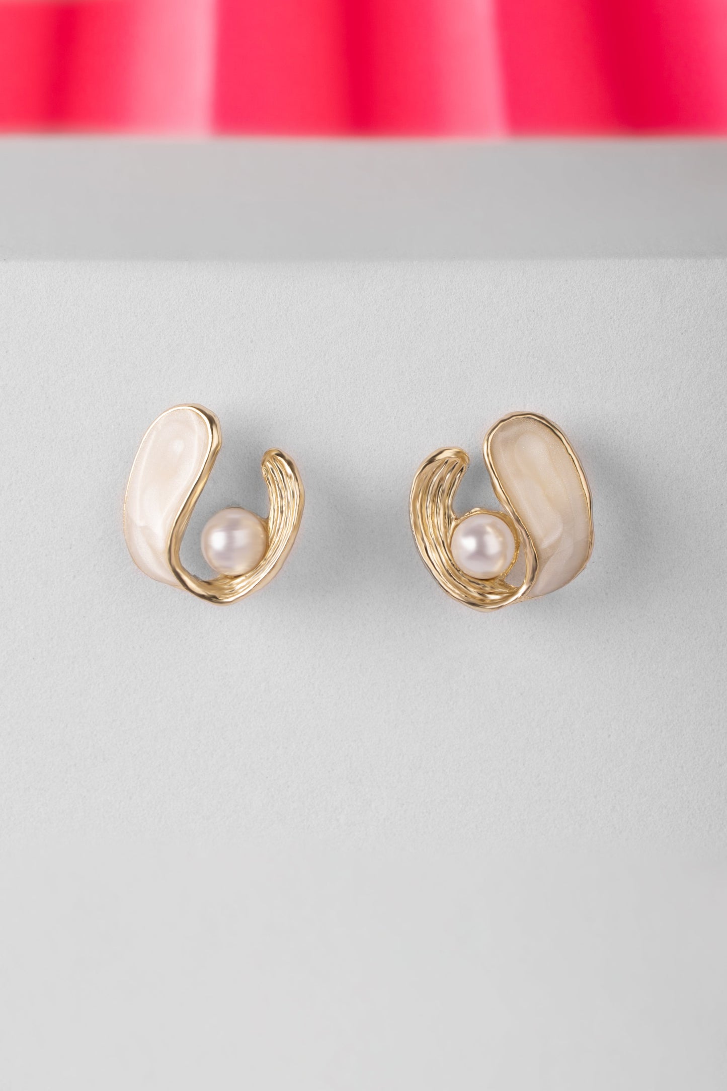 Ivory Embrace Textured Pearl Studs