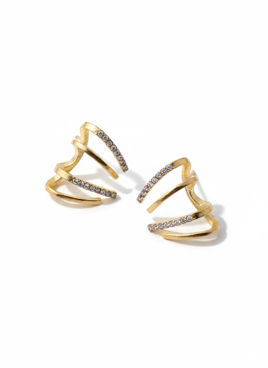 Chic Double Hoop Earrings with Crystal Detailing