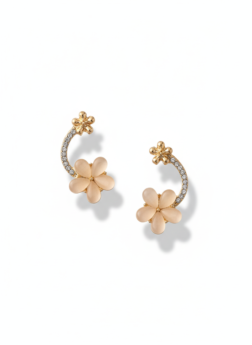 Elegant Floral Earrings with Crystal Accents
