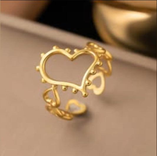 Heart ring golden anti tarnish